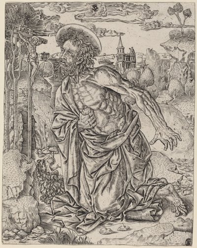 Sint Hiëronymus in boetedoening door Italian 16th Century