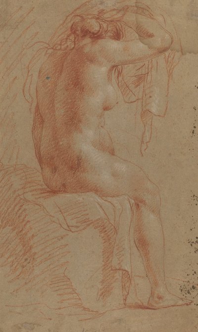 Naakte vrouwelijke figuur (verso) door Italian 17th Century