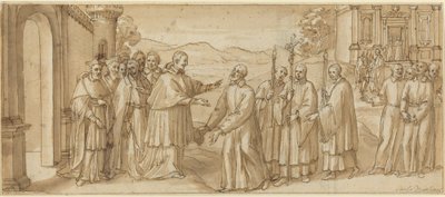 De Ontmoeting van San Carlo Borromeo en San Filippo Neri door Italian 17th Century