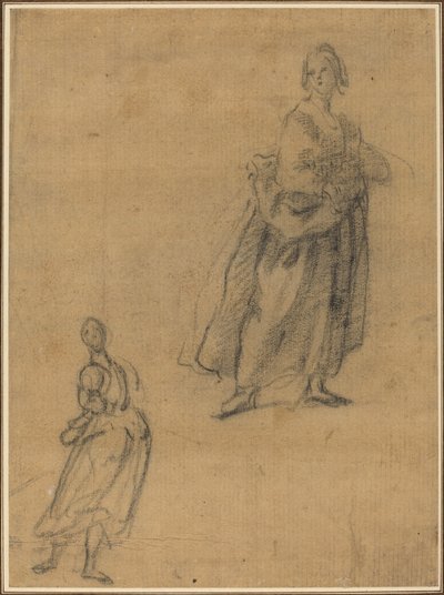 Twee Studies van een Staande Vrouw door Italian 17th Century