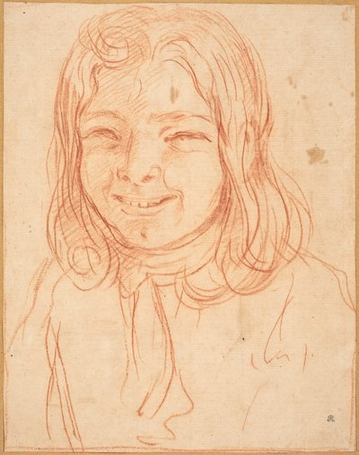 Een glimlachende jongen met vloeiend haar door Italian 17th or 18th Century