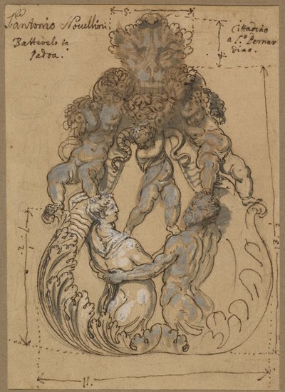 Deurklopper met Triton, Nereïde en putti door Italian 17th or 18th Century