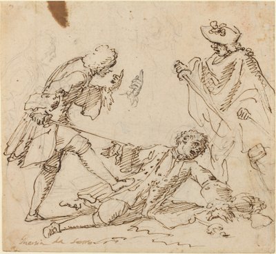 Drie mannen vechten door Italian 17th or 18th Century
