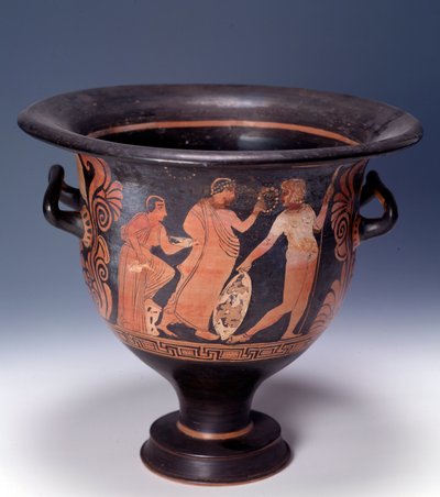 Krater uit Cumae die een offerscène voorstelt (terracotta, 320-310 v.Chr.) door Italian Peninsula