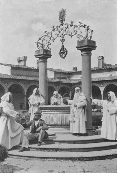 Firenze, Omgeving, Certosa, De put in de grote kloostergang (zwart-wit foto) door Italian Photographer