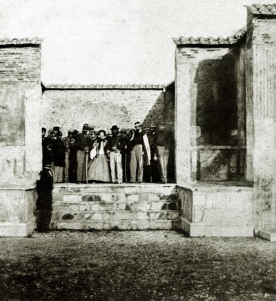 Giuseppe Garibaldi met Giuseppe Fiorelli op Bezoek in Pompeii door Italian Photographer