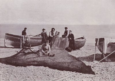 Italië: Bordighera, vissers aan het werk (zwart-wit foto) door Italian Photographer