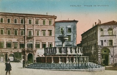 Perugia, Piazza del Municipio, ca. 1910 door Italian Photographer