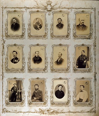 Risorgimento: portretten van de Duizend (of Rode Hemden), die deelnamen aan de expeditie van Giuseppe Garibaldi. 1860-1861 Studio Pavia in Genua. Museo del Risorgimento Rome door Italian Photographer