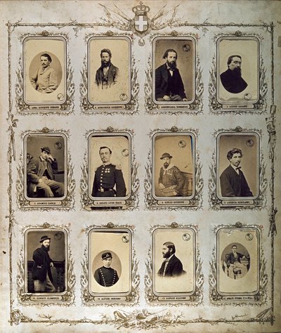 Risorgimento: portretten van de Duizend (of Rode Hemden), die deelnamen aan de expeditie van Giuseppe Garibaldi. 1860-1861 Studio Pavia in Genua. Museo del Risorgimento Rome door Italian Photographer