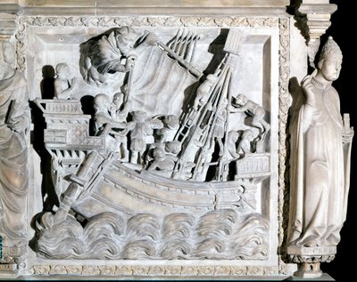 14e-eeuws schip. Kerk van St. Eustorgio in Milaan. door Italian School