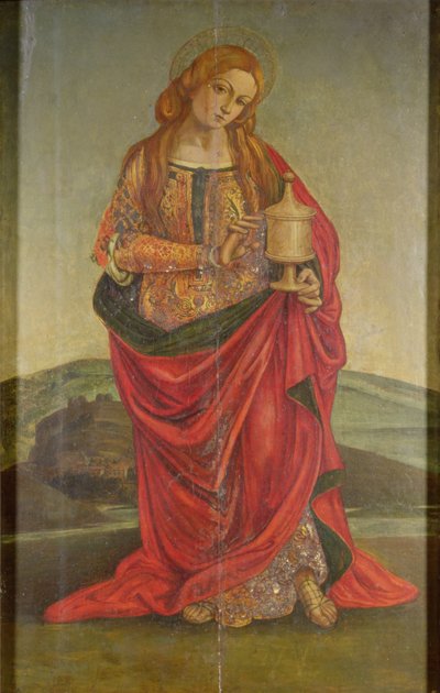 Een vrouwelijke heilige met een kelk, mogelijk Maria Magdalena, waarschijnlijk 16e eeuw door Italian School