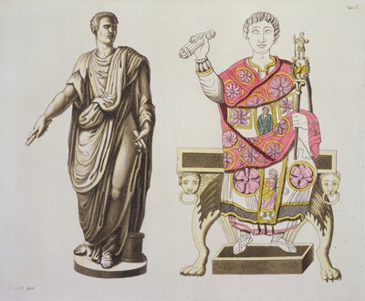 Een Romeinse senator en een ambtenaar, uit Costumi dei Romani door Italian School