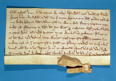 Een formeel protest over de zalving van Hendrik III (1207-72) in Gloucester, geschreven door de Pauselijke Legaat, Kardinaal Gualo, 1218 door Italian School