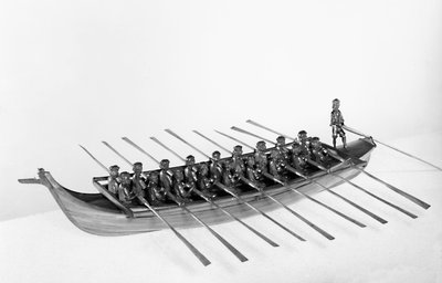 Een model van de Venetiaanse Fusta door Italian School