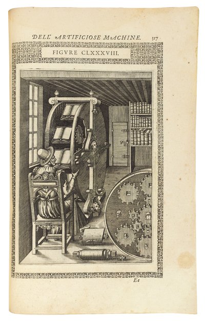 Een pagina uit het boek "Le diverse et artificiose machine", 1588 door Italian School
