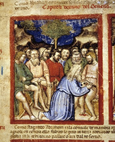 Abraham besnijdt de Joden, illustratie uit "Het Codex van Padua" 1390-1400 door Italian School