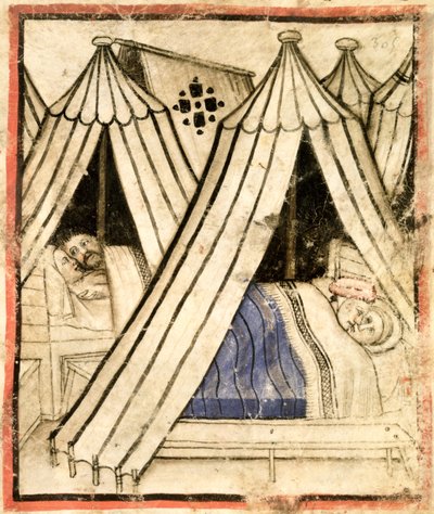 De Israëlieten bedrijven ontucht met de Moabitische vrouwen in hun tenten, ca. 1350-99 door Italian School