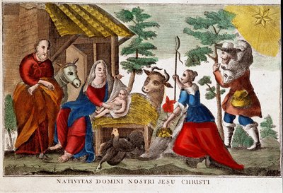 Aanbidding van de herders/nativiteit van Christus, Italiaanse afbeelding 18e eeuw door Italian School