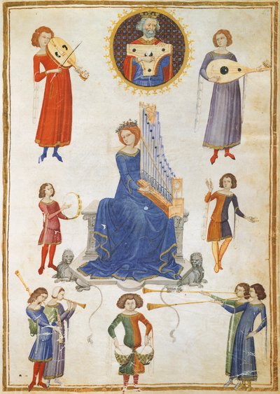 Allegorie van muziek, manuscript V A folio 27 uit Het Muziekinstituut door Severin Boezio door Italian School