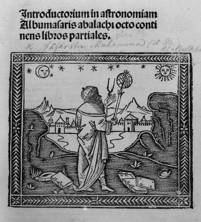 Een astronoom die naar de sterren kijkt, uit Introductorium in astronomiam, gepubliceerd in Venetië 1506 door Italian School