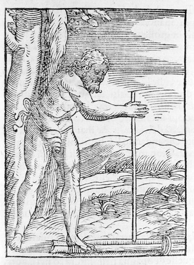 Een Indiaanse Tainos maakt vuur door twee stukken hout tegen elkaar te wrijven (gravure uit 