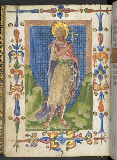 Een verlichte pagina uit Calendarium, begin 15e eeuw (perkament) door Italian School