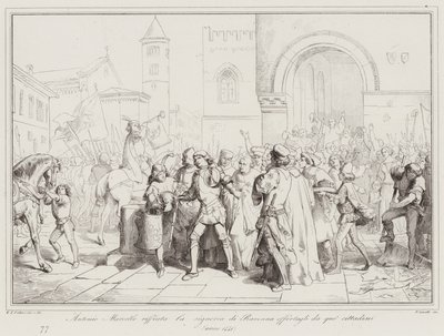 Antonio Marcello weigert het heerschap van Ravenna aangeboden door de burgers door Italian School