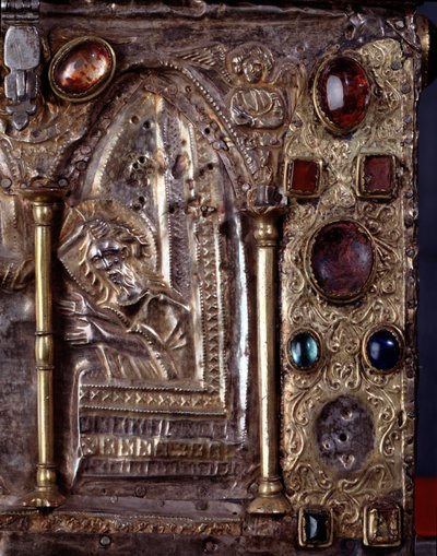 Ark van Barbarossa, met scènes uit het leven van Johannes de Doper (hout, zilverblad en stenen) door Italian School