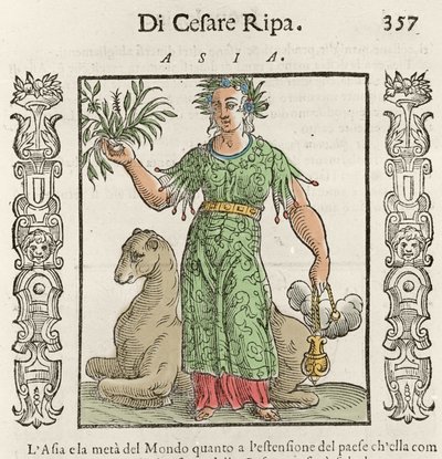 Aziatische allegorie met een kameel. Gravure uit 