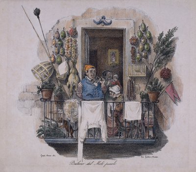 Balkon bij de Kleine Pier in Napels, Italië, 19e eeuw door Italian School