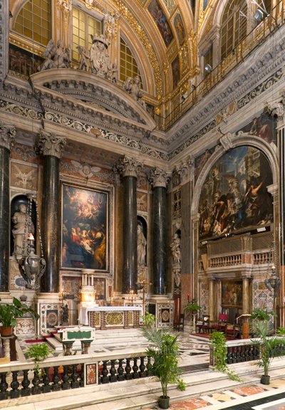 Barokkunst: Interieur van de Jezuïetenkerk van de Heilige Naam van Jezus (chiesa del Gesu) in Rome door Italian School