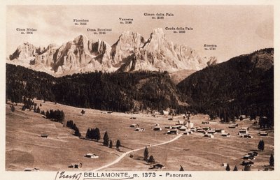 Bellamonte, gehucht Predazzo, ansichtkaart, Trentino-Alto Adige, Italië, 20e eeuw door Italian School