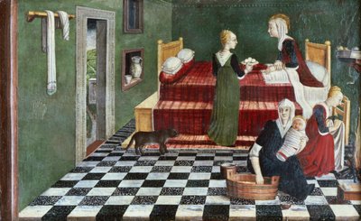 Geboorte van de Maagd (compartiment van een predella), Veneto, ca. 1480 door Italian School