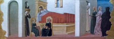 Geboorte van de Maagd door Meester van de Colonna Predella door Italian School