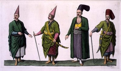 Bostandji, Khasseki en andere voorbeelden van Ottomaanse kostuums, plaat 5 uit Deel III, Volume I van 