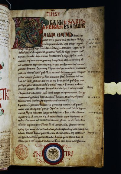 CAESAR Gaius Julius: Een pagina van "Commentarii de Bello Gallico". door Italian School