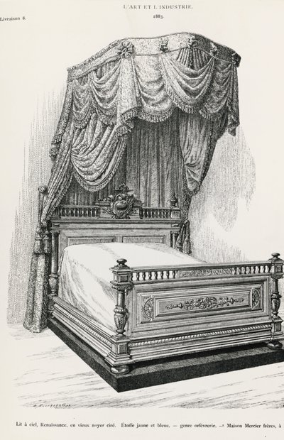 Hemelbed, door Mercier Frères, Parijs, illustratie uit L