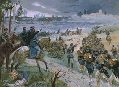Inname van Rome door de bres van Porta Pia op 20 september 1870, illustratie uit een album over de geschiedenis van Risorgimento gemaakt voor de chocolade Talmone, eind 19e eeuw door Italian School