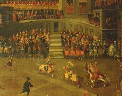 Carrousel op de Binnenplaats van het Palais du Belvedere door Italian School
