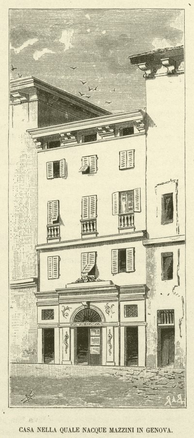 Casa Nella Quale Nacque Mazzini in Genova (gravure) door Italian School