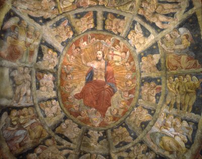 Plafond van het Heiligdom van Philippa Mareri, Borgo San Pietro, Italië door Italian School