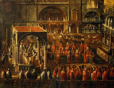Ceremonie in de Basiliek van San Marco in Venetië door Italian School