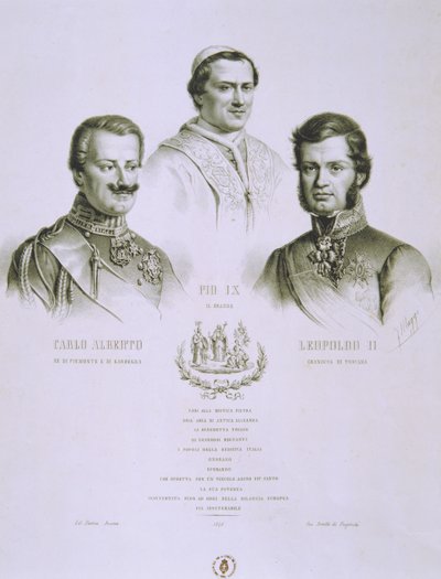 Karel Albert, Pius IX en Leopold II, 1848 door Italian School
