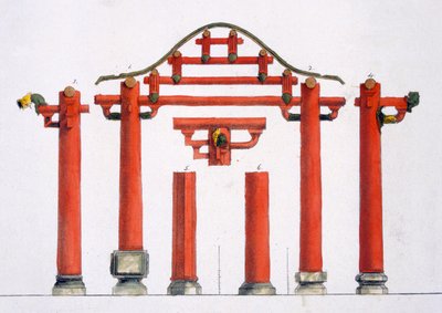 Chinese houten architectonische kenmerken, ca. 1820-30 door Italian School