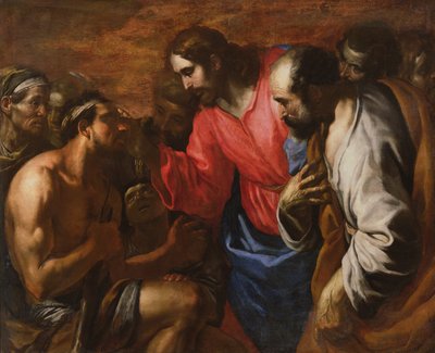 Christus geneest de blinde man van Jericho door Italian School