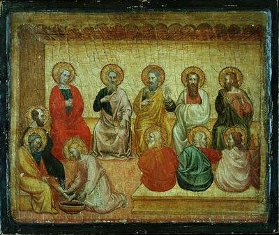 Christus wast de voeten van de discipelen, Arezzo, ca. 1390 door Italian School