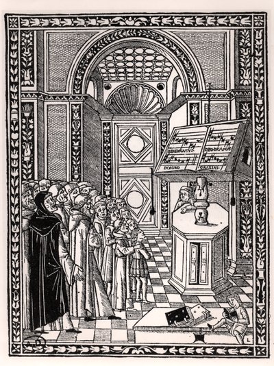 Kerkkoor, illustratie uit Practica Musicae door Franchino Gaffurio (1451-1522), gepubliceerd in Venetië 1512 door Italian School