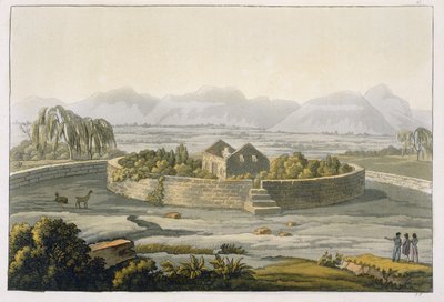 Cirkelvormig fort van Cannar, Peru, uit Le Costume Ancien et Moderne, Volume II, plaat 1, door Jules Ferrario, gepubliceerd ca. 1820-30 door Italian School