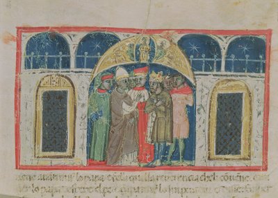 Codex Correr I 383 De Vrede tussen Paus Alexander III (1159-81) en Keizer Frederik Barbarossa (c.1123-1190) op het San Marcoplein door Italian School